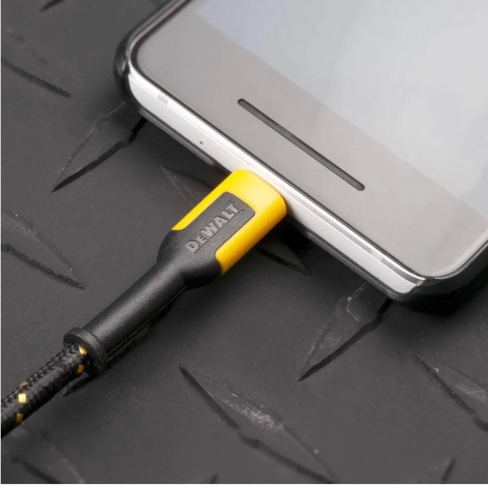 DEWALT Reinforced Braided Micro-USB Cable — USB to Micro with Android — 10 ft